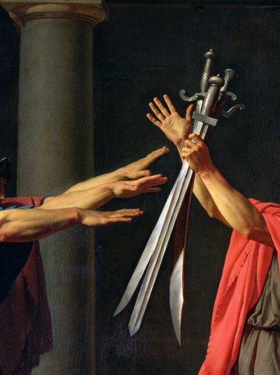 El Juramento de los Horacios, 1784 (detalle) de Jacques Louis David