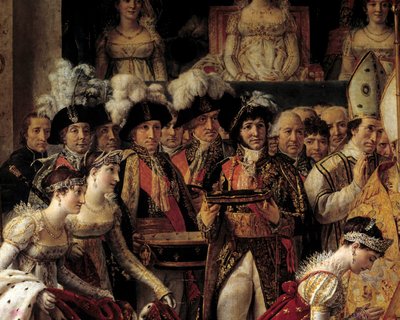 El Rito de Napoleón. Detalle que representa a Josefina, sus seguidores y Philippe Henri, Marqués de Segur (1724-1801); Jannot de Moncey (Duque de Conegliano) de Jacques Louis David