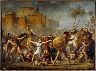 Las Sabinas interponiéndose entre sus maridos romanos (derecha) y sus hermanos sabinos (izquierda) mostrándoles a sus hijos de Jacques Louis David