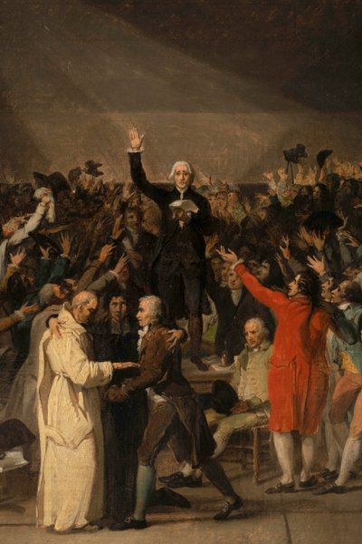Juramento en la pista de tenis, 20 de junio de 1789, detalle de Jacques Louis David
