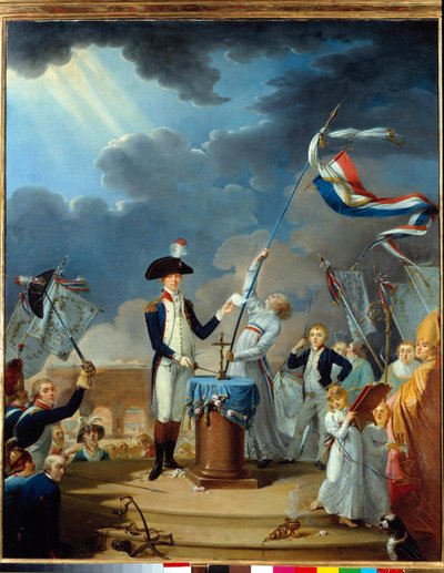 El juramento de La Fayette (Lafayette) en la fiesta de la federación el 14 de julio de Jacques Louis David