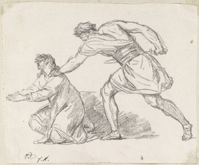 Guerrero Capturando a una Figura Arrodillada de Jacques Louis David