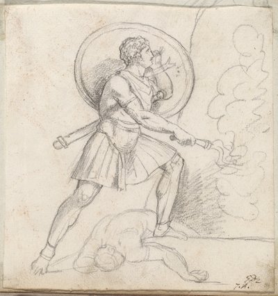 Guerrero con Escudo y Antorcha de Jacques Louis David