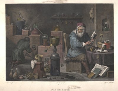 El alquimista después de la pintura de David Teniers de Jacques Louis Perée