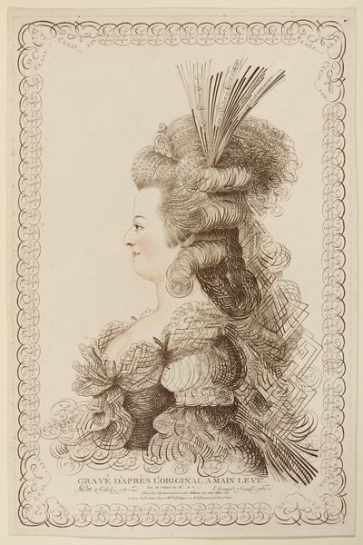 Retrato caligráfico de María Antonieta, 1787 de Jacques Louis Petit