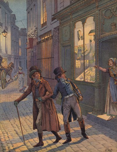 Una escena callejera en París de Jacques Marie Gaston Onfray de Breville (Job)