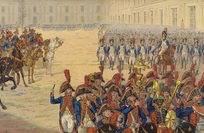 Primera revisión de la guardia consular en el campo de desfile del Palacio de las Tullerías de Jacques Marie Gaston Onfray de Breville (Job)