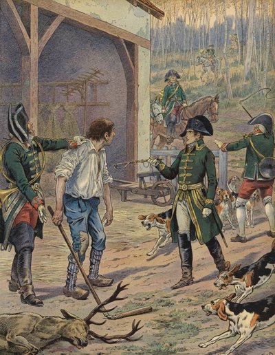 Napoleón cazando de Jacques Marie Gaston Onfray de Breville (Job)