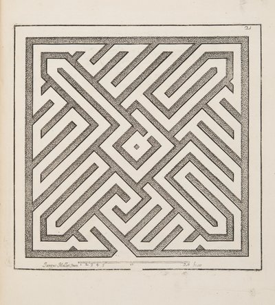 Diseño para Parterre, del Theatre des Plans et Jardinages, pub.1652 (grabado) de Jacques Mollet
