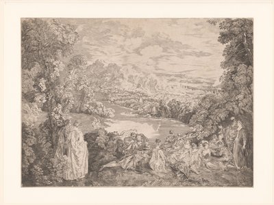 Elegante compañía en un paisaje de Jacques Philippe Le Bas