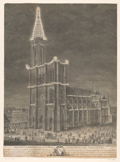 Vista de la catedral de Straatsburg
Representación de la Iglesia Catedral de Estrasburgo, conjunto de sus campanas (...) (título en el objeto) de Jacques Philippe Le Bas