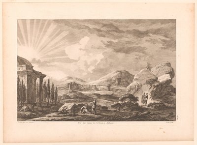Vista de una ruina en Atenas, posiblemente el Teatro Dionisio Vue des ruines de l
