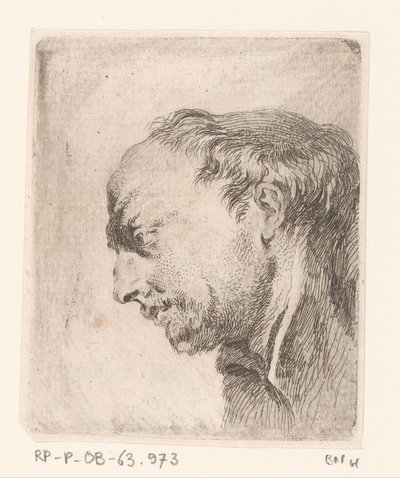 Hoofd van een kalende hombre Colección de varios garabatos y pruebas de aguafuerte (...) (título de la serie) de Jacques Philippe Le Bas