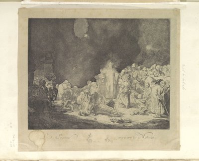 Predikende Christus (De Honderdguldenprent) El Señor sanando a los enfermos (título sobre el objeto) Colección de ochenta y cinco grabados originales (título de la serie) de Jacques Philippe Le Bas
