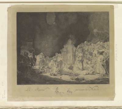 Predikende Christus (De Honderdguldenprent) El Señor sanando a los enfermos (título sobre el objeto) Colección de ochenta y cinco grabados originales (título de la serie) de Jacques Philippe Le Bas