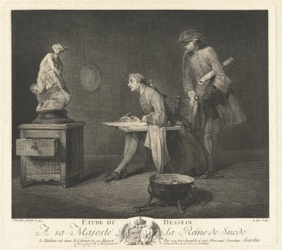 Estudio del dibujo de Jacques Philippe Le Bas after Jean Siméon Chardin