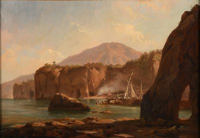 Cuevas y acantilados junto al mar de Jacques Raymond Brascassat