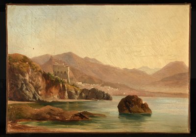 Lago rodeado de rocas de Jacques Raymond Brascassat