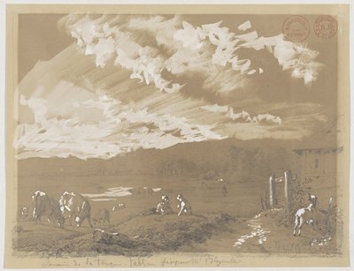 Paisaje con mujer y perro de Jacques Raymond Brascassat