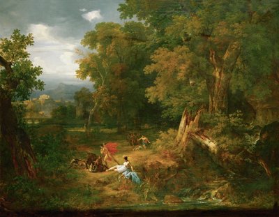 Meleagro mata al jabalí de Calydon ... (óleo sobre lienzo) de Jacques Raymond Brascassat