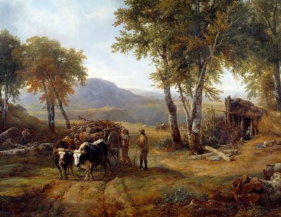 Los leñadores en el bosque (detalle) de Jacques Raymond Brascassat