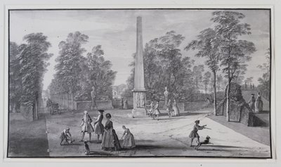 El gran obelisco, cerca de la entrada suroeste de la Villa Chiswick de Lord Burlington de Jacques Rigaud