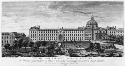 Vista del Hospital Real de La Salpêtrière, conocido como Hospital General, París de Jacques Rigaud