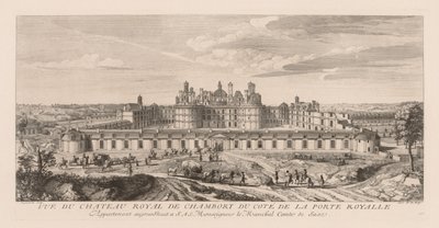 Vista del Castillo real de Chambord, del lado de la Puerta real de Jacques Rigaud
