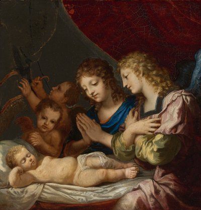 Ángeles adorando a Cristo dormido de Jacques Stella