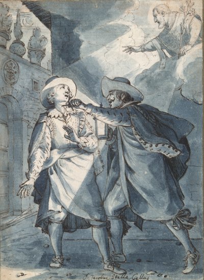 El apuñalamiento de Paolo de Bernardis, estudio preparatorio para un grabado de Christian Sas de Jacques Stella