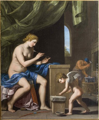 Vulcano forjando las flechas para Cupido, c. 1645 de Jacques Stella