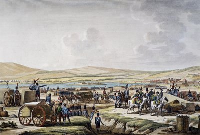Napoleón visitando las obras de asedio de Danzig dirigidas por el mariscal Lefebvre (9 de mayo de 1807), grabado de François Jacques Dequevauviller (1783-1848), dibujo de Jacques François Joseph Swebach-Desfontaines (1769-1823). de Jacques Swebach Desfontaines