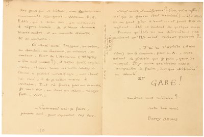 Carta de guerra autógrafa de Jacques Vache
