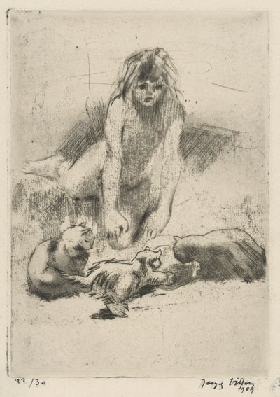 Minne et les chats buvant (Minne y los gatos bebedores), de la suite Le bain de Minne (Minne de Jacques Villon