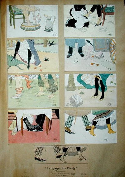 Tarjeta postal con "El lenguaje de los pies". de Jacques Wely