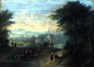Paisaje fluvial montañoso de Jacques Willem Blarenberghe