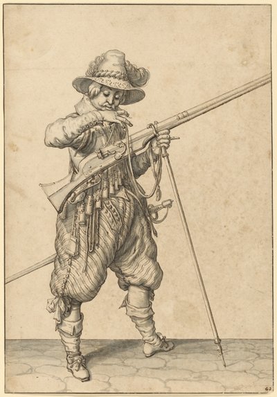 Un soldado de guardia sopla la cerilla de Jacques de Gheyn II
