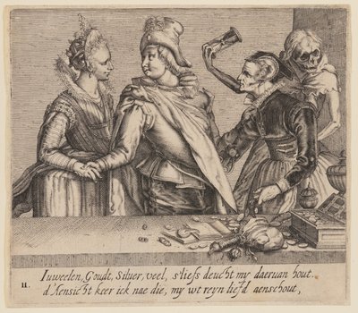 Un joven entre una joven y una vieja, de Unequal Lovers de Jacques de Gheyn II