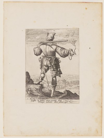 Mosquetero con casco, de Oficiales y soldados de la escolta del emperador Rodolfo II de Jacques de Gheyn II