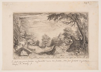 Paisaje con un ciervo sobre un puente, de Paisajes de Jacques de Gheyn II