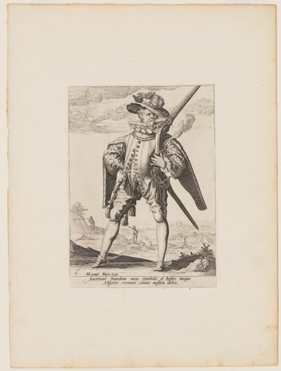 Mosquetero, de Oficiales y soldados de la escolta del emperador Rodolfo II de Jacques de Gheyn II