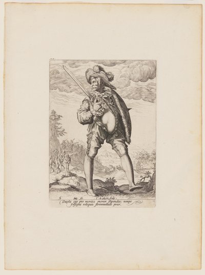 Soldado, armado con espada y escudo, de oficiales y soldados de la escolta del emperador Rodolfo II de Jacques de Gheyn II
