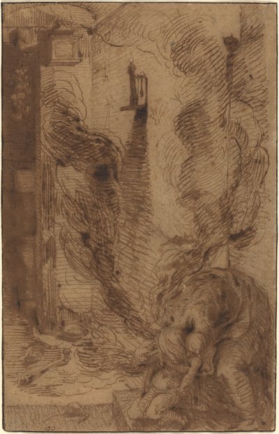 Escena de brujería con un vampiro [recto] de Jacques de Gheyn II