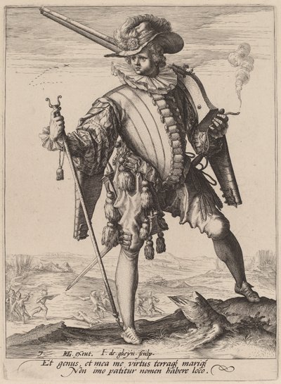 Soldado con arcabuz de Jacques de Gheyn II after Hendrik Goltzius