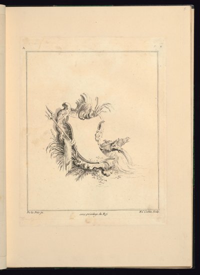 Diseño para cartucho evocando el mar de Jacques de Lajoüe