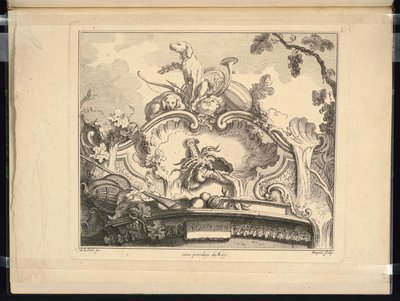 Diseño para un cartucho con cangrejo de río (horizontal) de Jacques de Lajoüe