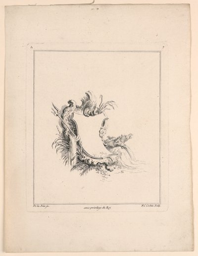 Escudo, de "Recueil Nouveau de Differens Cartouche" de Jacques de Lajoüe