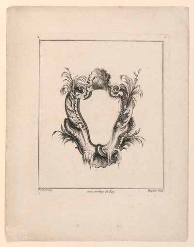 Escudo, de "Recueil Nouveau de Differens Cartouche" de Jacques de Lajoüe