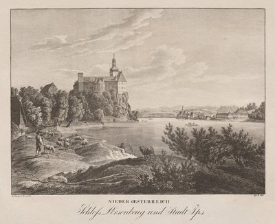 Nieder-oesterreich, Schloss Persenbeug und Stadt Ips de Jakob Alt
