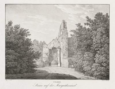 Ungern, ruinas en la isla de Margrethen de Jakob Alt
